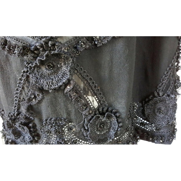 *$5,000 OSCAR DE LA RENTA ADOREABLE EXCLUS. BLACK LACE CROCHET SILK RUNWAY DRESS - Picture 9 of 10